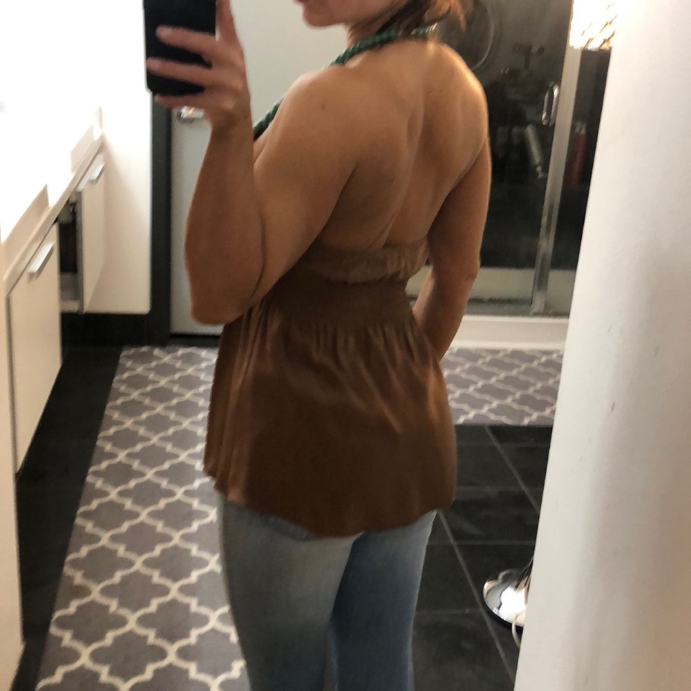 Brown blouse w/ beads - Picture 3 of 3